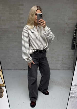 Pique longsleeve polo bluse Egret Comb. ROTATE SUNDAY